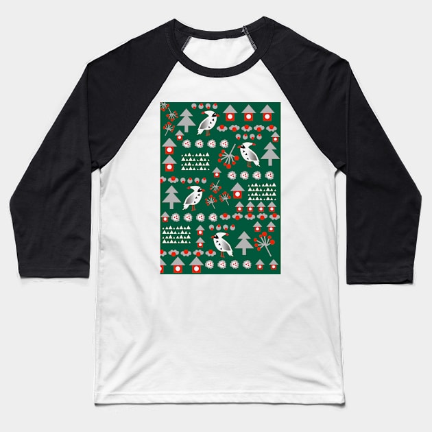 Winter cardinals Baseball T-Shirt by cocodes